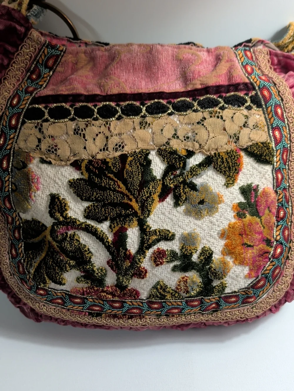 One-of-a-Kind Upcycled Bohemian Tapestry & Velvet Shoulder Bag